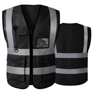 8#سترة سلامة عاكسة بجيوب اسود